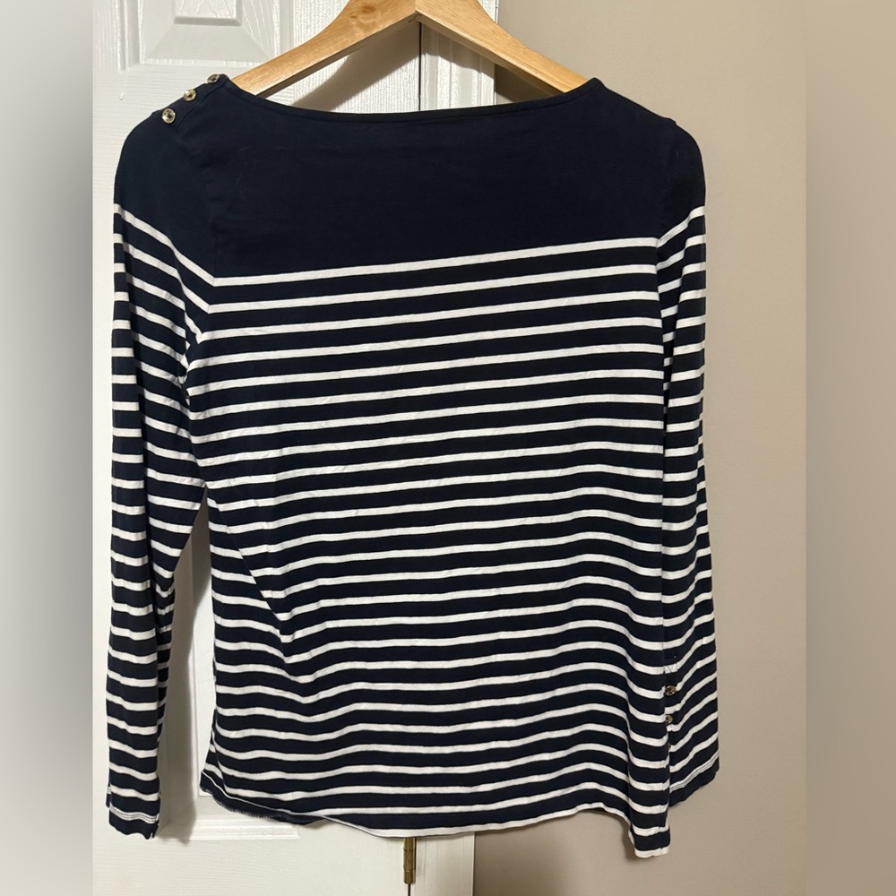 💙 **H&M Women’s Striped Long Sleeve Top – Size Large** 💙 - Picture 3 of 4